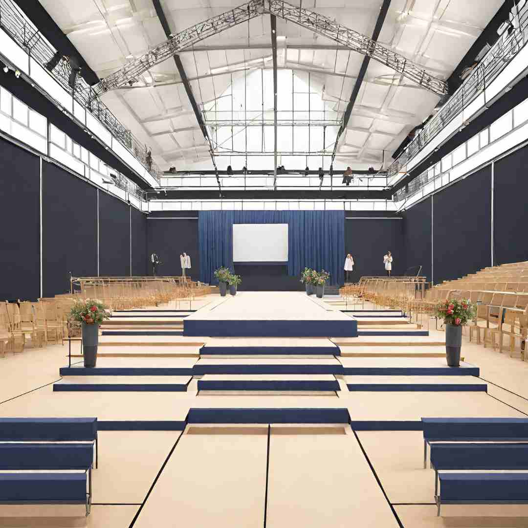 Estrutura de palco para evento.